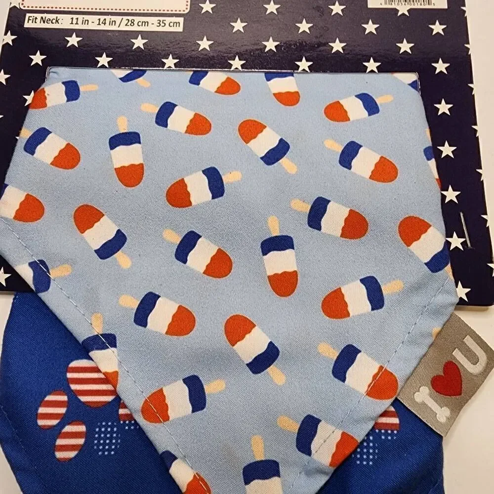 N3 For $15 NWT Patriotic 4th of July Pet Bandanas Set of 2